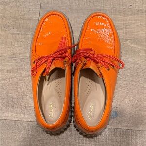 Clarks Bright Orange Leather Shoes